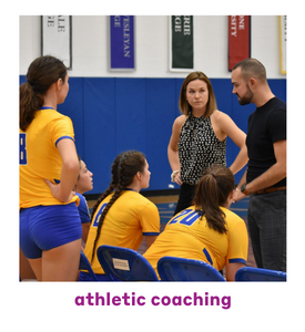 athletic coaching image male coach talking with team of women
