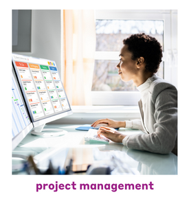 project management image woman working at computer